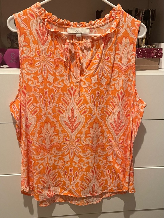 Tops - LOFT Orange Paisley Sleeveless Blouse